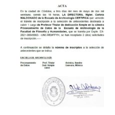 Acta de cierre de inscripción