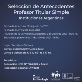 Llamado a selección de antecedentes: ”Instituciones Argentinas” Prof. Titular Simple