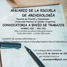 Convocatoria a publicar – Anuario Escuela de Archivología