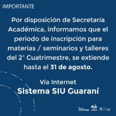 Inscripción a cursadas del 2do cuatrimestre