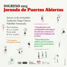 Jornada: Puertas Abiertas de la Facultad de Filosofía y Humanidades- INGRESO 2023