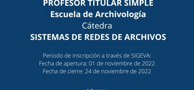 Concurso: Prof. Titular Simple – Sistemas de Redes de Archivos