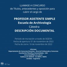 Concurso: Prof. Asist. Simple – Descripción Documental