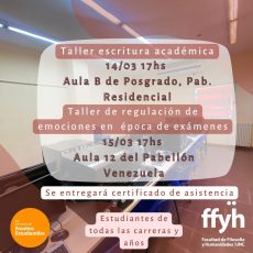 Talleres:  de escritura y regulación de emociones en época de exámenes