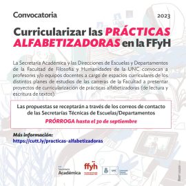 Convocatoria: Curriculizar las prácticas alfabetizadoras en la FFyH