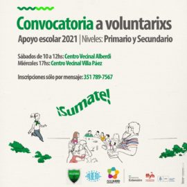 Convocatoria a Voluntarixs –  Apoyo escolar 2021