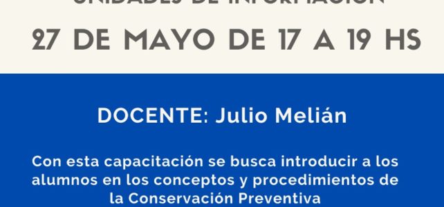 Taller-Curso Introducción a la Conservación Preventiva en Unidades de Información