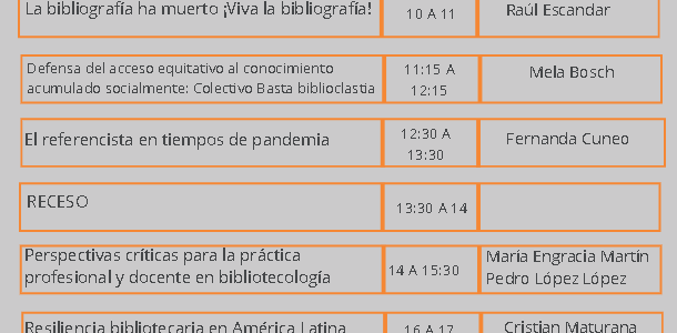 Programa 14° Encuentro de Bibliotecarios de la Provincia de Córdoba