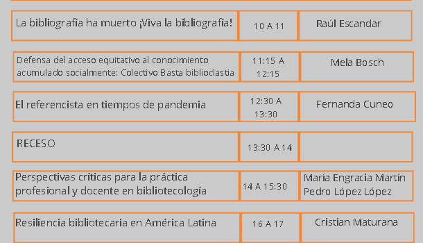 Programa 14° Encuentro de Bibliotecarios de la Provincia de Córdoba