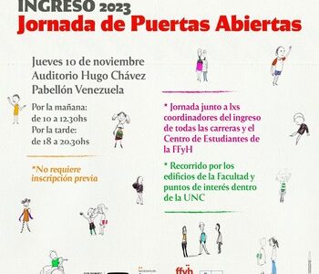 Jornada de Puertas Abiertas FFyH – 10 de Noviembre – Ingreso 2023